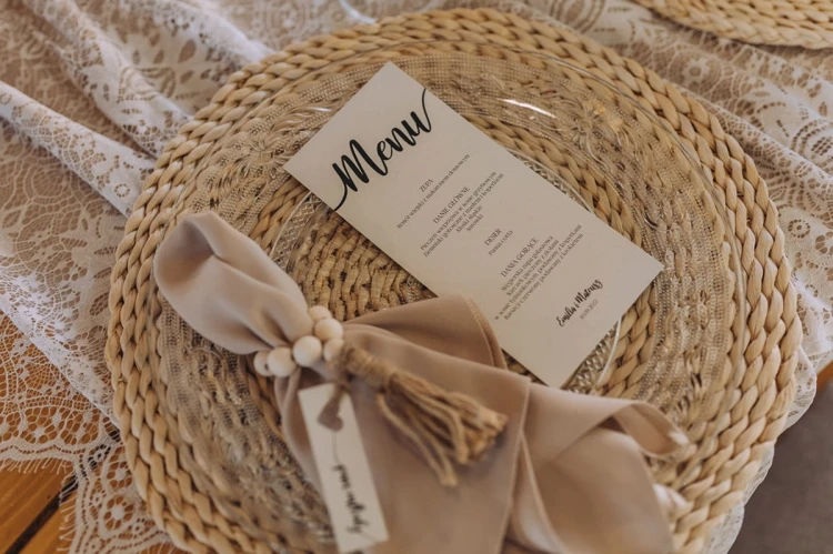 Menu weselne boho eko ecru