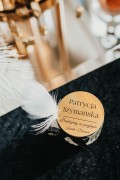 Świeczka - podziękowanie dla Gości z piórkiem i perełką