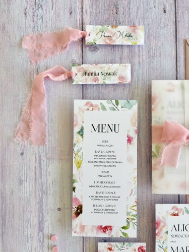 menu weselne malownicze kwiaty