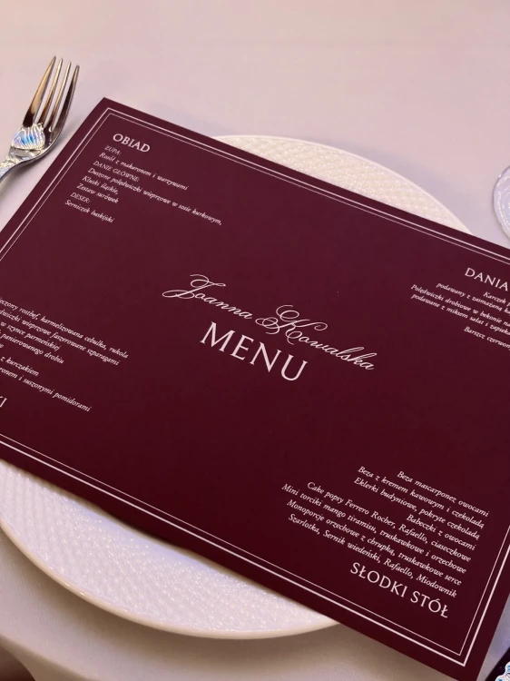 menu weselne bordowe A4