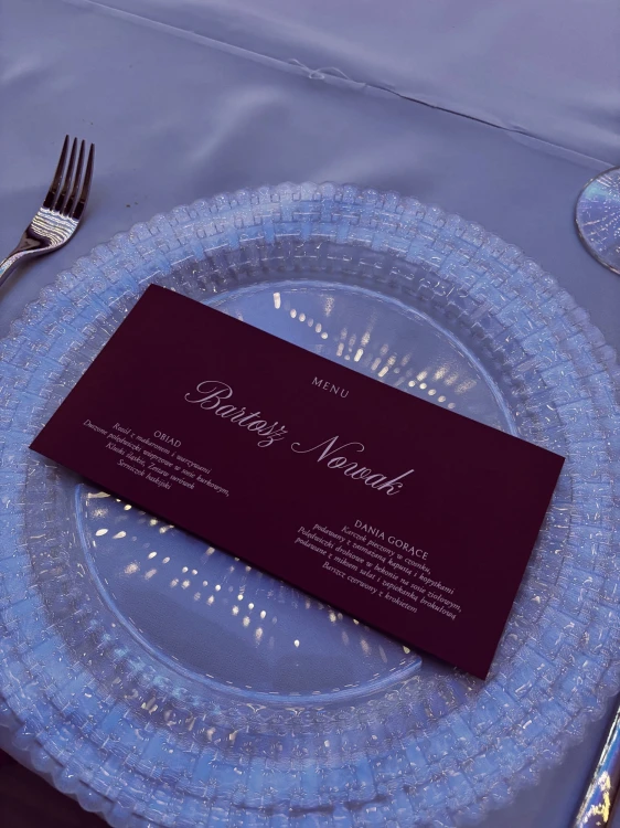 winietka weselna z menu bordowa