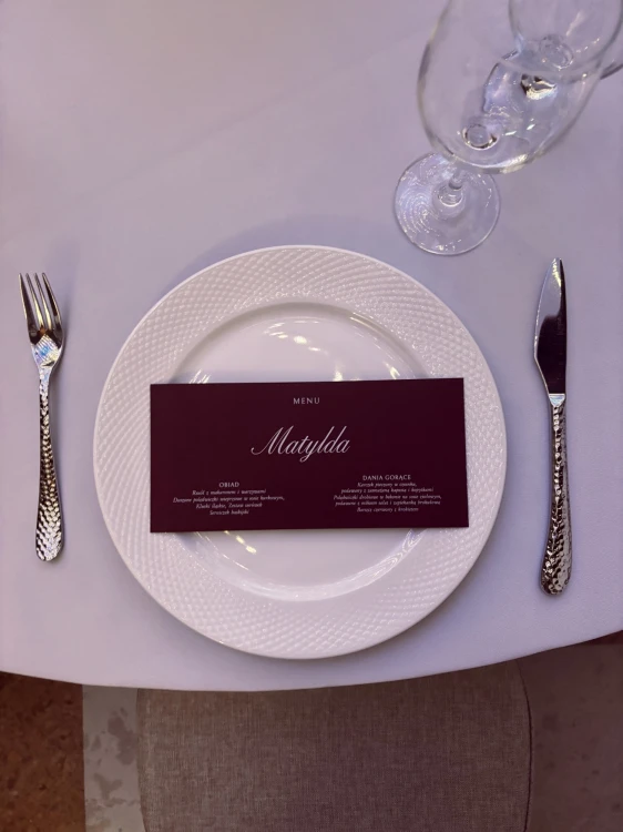 winietka weselna bordowa z menu 2w1