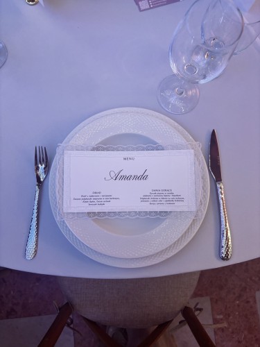 menu weselne z koronką i z winietką