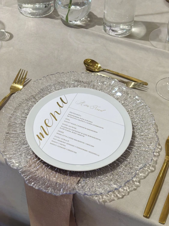 menu weselne złocone okrągłe