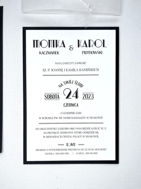 eleganckie zaproszenia czarno białe