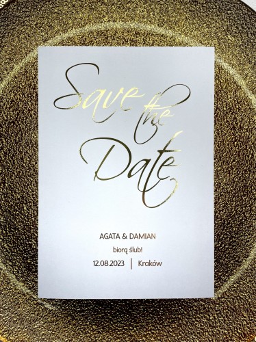 Złocone Save The Date bierzemy ślub