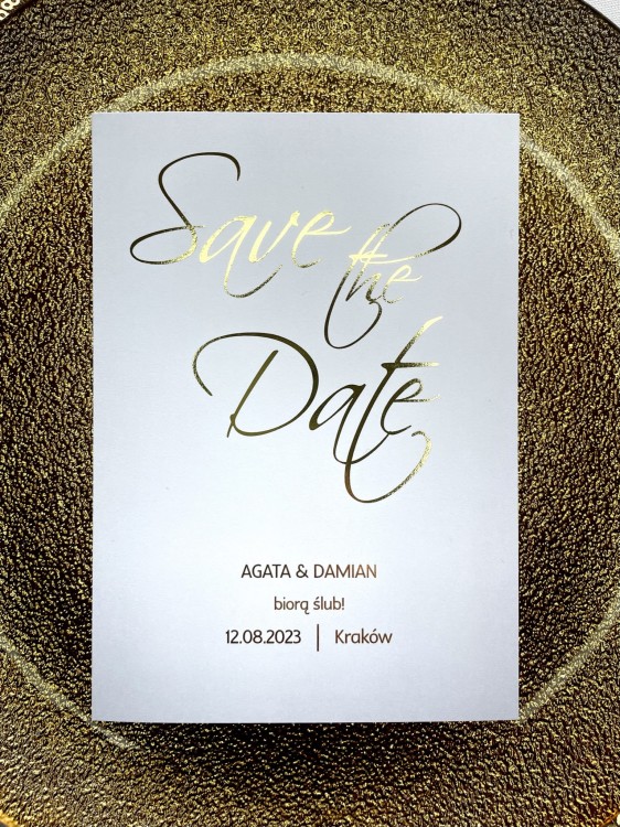 Złocone Save The Date bierzemy ślub