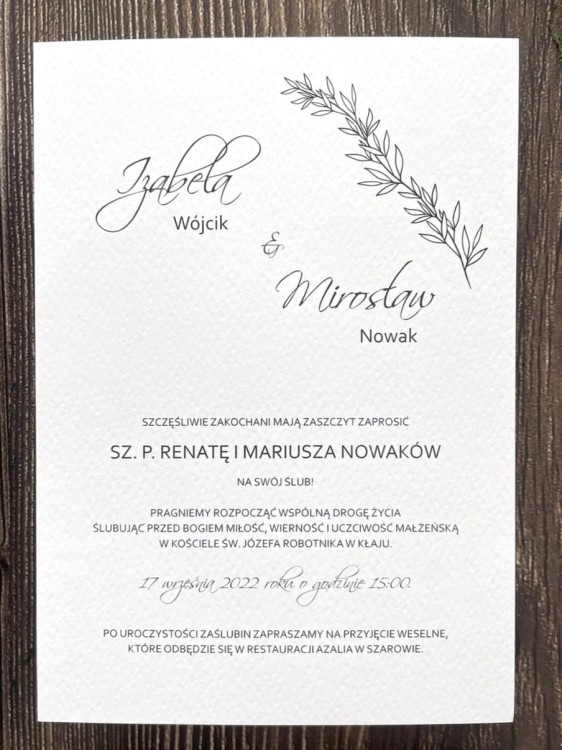Zaproszenia minimalistyczne ze zdjęciem zielone