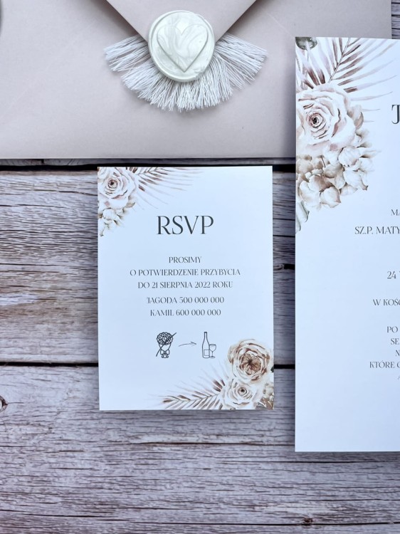 Zaproszenia boho minimalistyczne rsvp