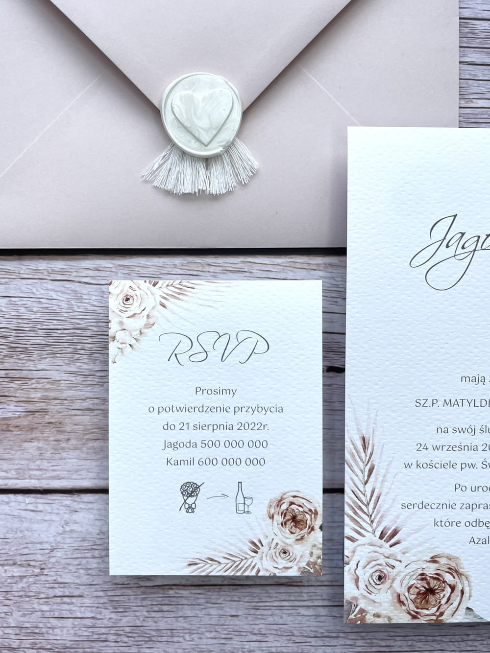 Zaproszenia ślubne BOHO Papierowy Żuraw