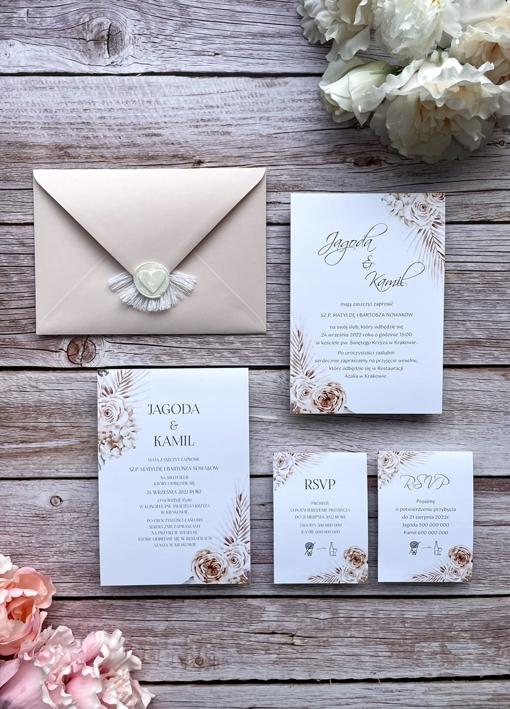 Zaproszenia ślubne BOHO Papierowy Żuraw